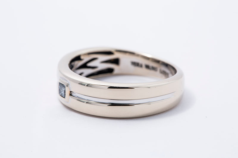 Vera Wang Love Collection Groove 6mm Wedding Band 14K 585 White Gold Ring Size 9