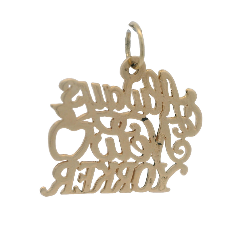 Solid 14kt Yellow Gold "Always New Yorker" Pendant with Apple