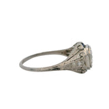 Antique 1920s Platinum 0.86ctw Old Euro Diamond Sapphire Solitaire Ring Sz 7.25