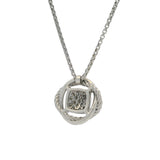 David Yurman Solid 925 Sterling Silver and Diamond Infinity Knot Cluster Pendant 17.5" Necklace