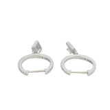 Solid 18kt White Gold and Diamond Drop/Dangle Halo Huggie Earrings