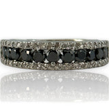 EFFY 14kt White Gold and Black and White Diamond Half-Eternity Ring Band