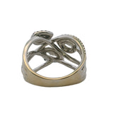 Vintage Natalie K 18kt White Gold and Diamond Leaves Crossover Wide Ring Size 7