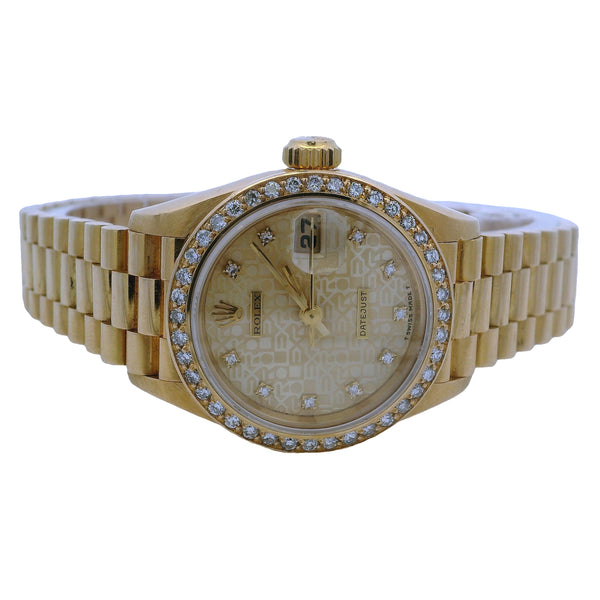 Rolex 69178 26mm Yellow Gold Datejust President Anniversary Dial Watch