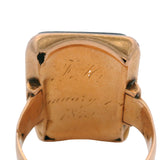Antique Victorian 1879 14kt Yellow Gold Onyx M or W Carved Signet Ring Size 7