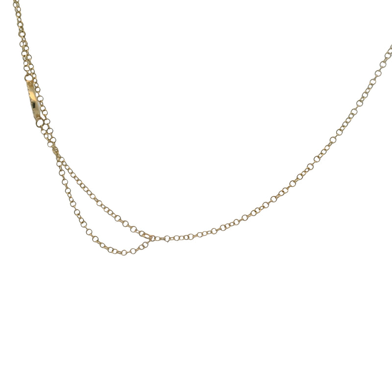 Solid 14kt Yellow Gold Thin Chain Bracelet/Ring Combo With Diamond Center Accent