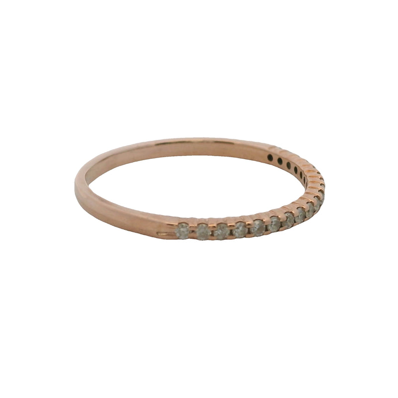 10kt Rose Gold and Diamond Thin Line Stackable Band Ring Size 8
