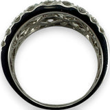 SJM Jewelry Solid 14kt White Gold 11.5mm Wide Graduated White Diamond Cocktail Cluster Ring Size 7