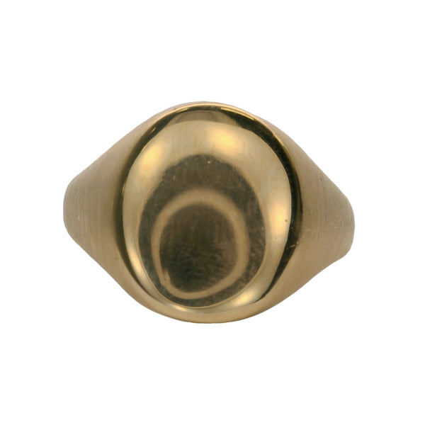 Vintage Solid 14kt Yellow Gold Blank Satin Finish Sides Signet Ring Size 6.5