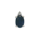 Solid 14kt White Gold Oval Natural Sapphire and Diamond Stud Earrings