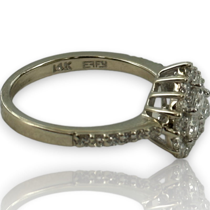 Classique By EFFY 14kt White Gold Round and Princess Cut Diamond Heart Ring Size 7