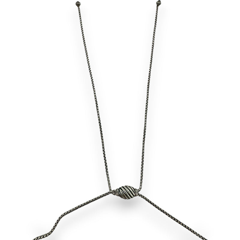 David Yurman Retired Rare 925 Sterling Silver Osetra Tassel Lavalier Necklace with Hematite and 36" Adjustable Box Chain