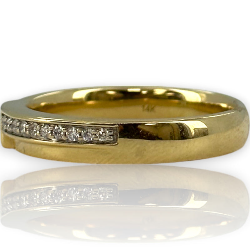 ZAC Zac Posen for Blue Nile Solid 14kt Yellow Gold Bezel Set Princess Cut Diamond Ring With Diamond Accent Band Size 10