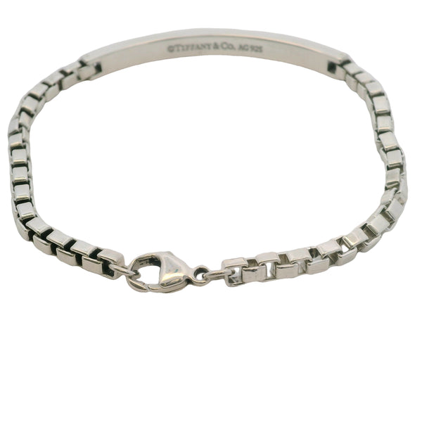 Tiffany & Co 925 Sterling Silver Men's Venetian Link I.D. Box Chain 5.3mm Wide Bracelet