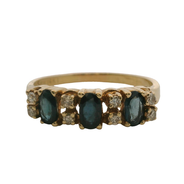 SRB 14kt Yellow Gold, Sapphire, and Diamond Accent Stackable Ring Size 8.5