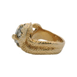 Vintage Solid 14kt Yellow Gold and 0.86ctw Natural Diamond 3D Sculpted Dragon Ring Size 8.5