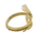 Vintage 1960-80s Solid 18kt Yellow Gold and Enamel 3D 64g Coiled Snake Hinged Bangle Bracelet