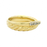 David Yurman Signed Solid Heavy 18kt Yellow Gold 750 Twist Band Crossover Ring with Diamonds Size 6.75