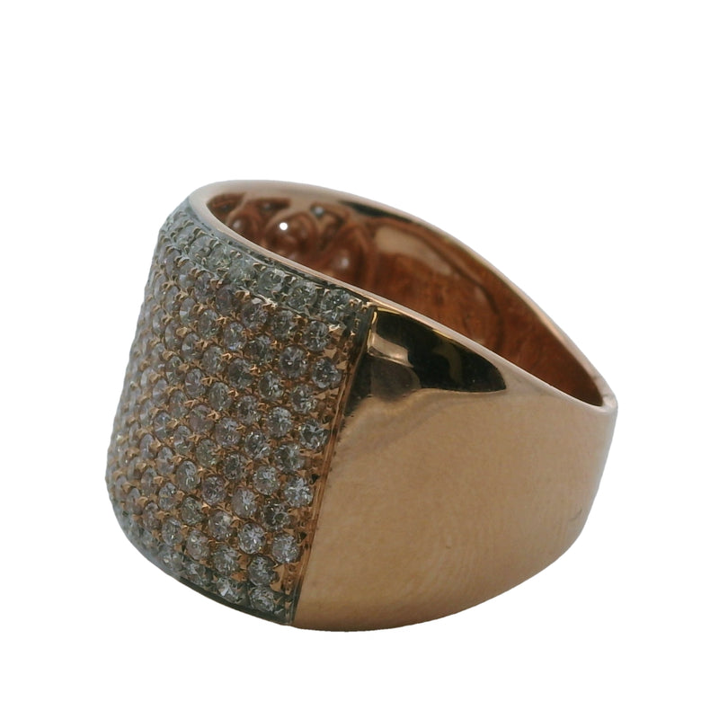 SNJ 14kt Rose Gold 15mm Wide 2.11ct Diamond Cluster Cigar Band Ring Size 8