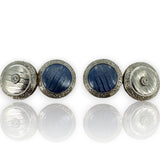 Antique 1900-1910s Edwardian Era Solid 14kt Yellow Gold and Platinum Top Reversible Cufflinks with Guilloché Enamel and Single Cut Diamonds