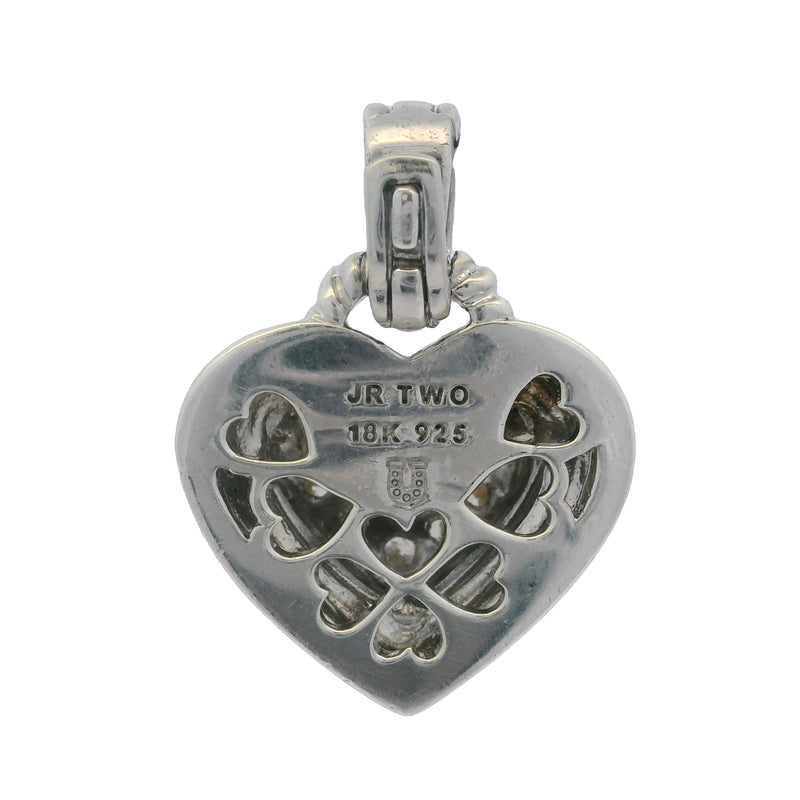 Dos colgantes de corazón con diamantes de Judith Ripka en plata de ley 925/oro amarillo de 18 kt