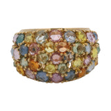 IVAR 18k Yellow Gold 9.66ctw Multicolored Sapphire Zero 3 Dome Cluster Ring Sz 8