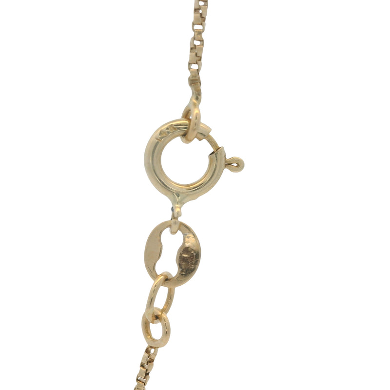 Vintage Solid 14kt Yellow Gold Puffy Liquid Cross Necklace with 18" Small Box Chain