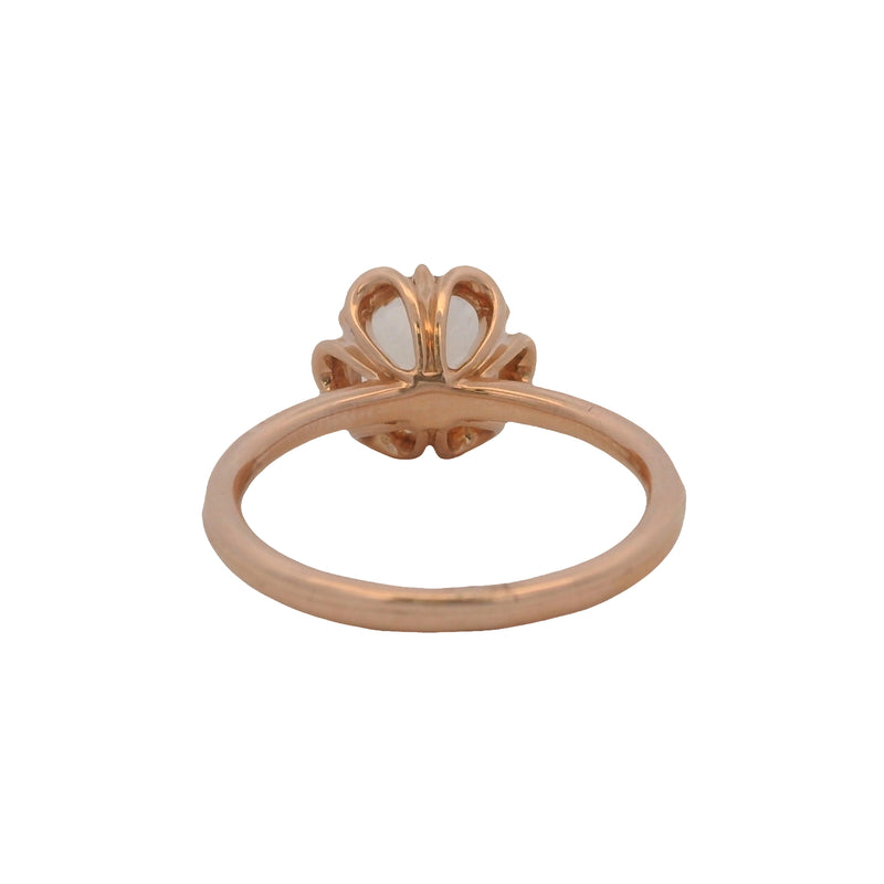 SamNSue 14kt Rose Gold Anemone Flower Morganite Engagement Ring With Diamonds Size 6.5