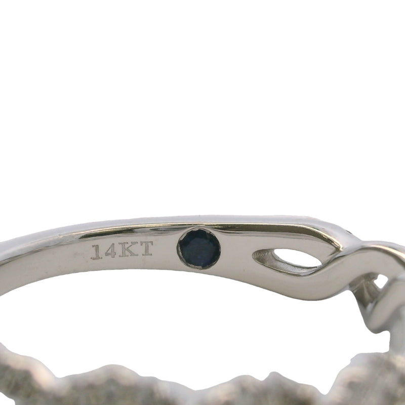 Anillo trenzado Vera Wang Love de oro blanco de 14 kt con diamantes de 1/4 ct, talla 6