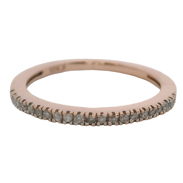Solid Rose Gold 10kt and Diamond Thin 1.5mm Stackable Band Ring Size 5.5