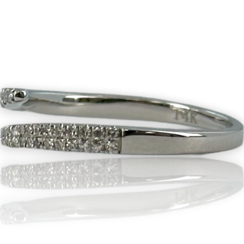 Diamond Spiral Wrap Accent Stacking Ring Size 6.75 14kt White Gold