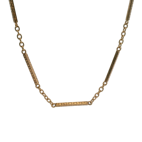 Antique 1910-30s 14kt Rose Gold Bar Deco Pattern 13.25" Pocket Watch Chain