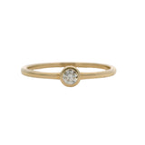 Solid 14kt Yellow Gold Bezel Set Dainty 0.10ct Diamond Solitaire Ring Size 4.25