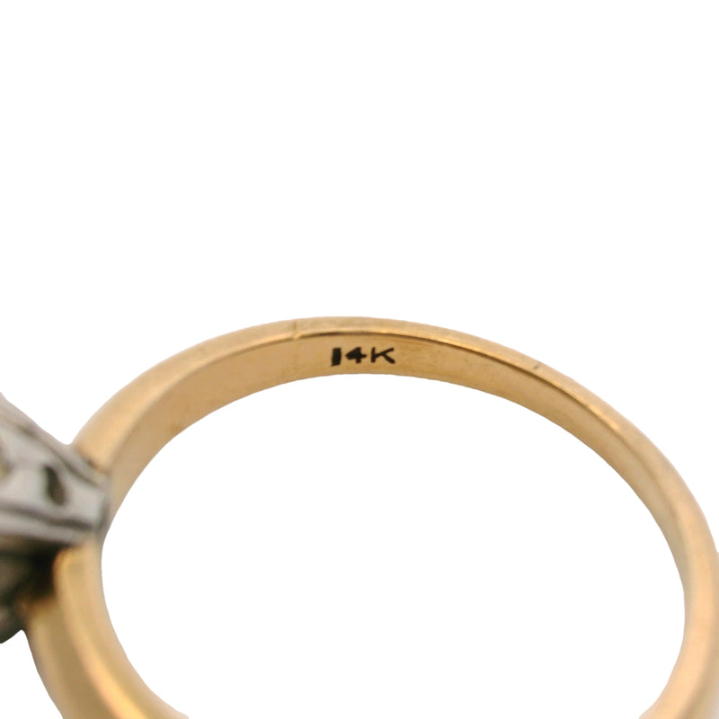 Vintage 1950s Akoya Pearl Solitaire Knife's Edge Ring in 14kt Yellow Gold Size 6.5