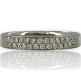 18kt White Gold Half Eternity 3.3mm Wedding Band with Two Rows of Diamonds