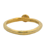 ZDNY Solid 24kt Yellow Gold and Bezel Set Blue Topaz Solitaire Hammered Ring Size 6