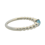 Pandora Solid 925 Sterling Silver with Blue CZ Bubble Bead Ring Size 6.5