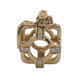 Pandora Retired 14kt Yellow Gold "All Wrapped Up" Gift Box CZ Spacer Bead Charm