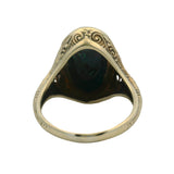 Vintage Solid 14kt Yellow Gold Cabochon Black Opal Filigree Ring Size 5.5
