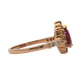 Solid 14kt Rose Gold Pear Cut Natural 1ct Ruby Ring with Diamond Halo Size 7