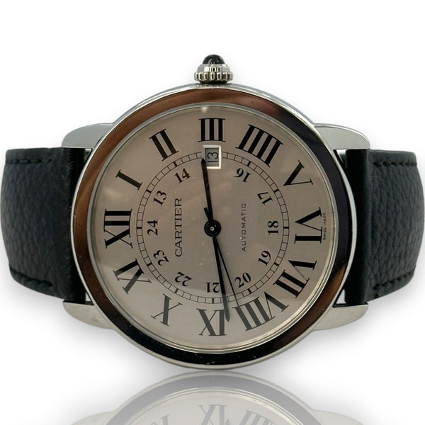 Reloj Cartier Ronde Solo XL 42 mm 3517 de acero inoxidable con papeles de cuero