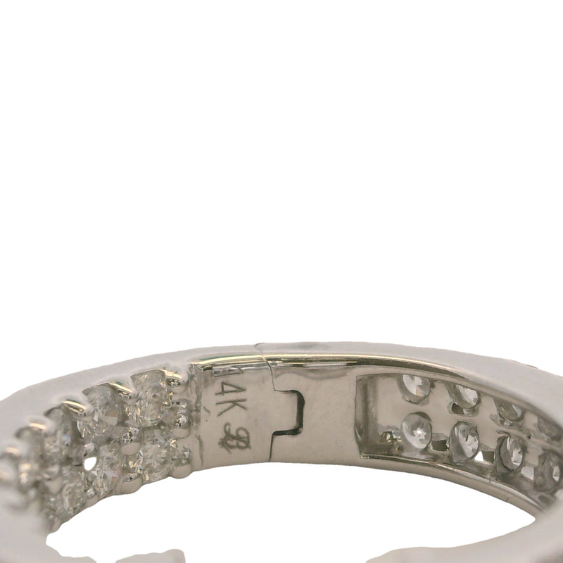 Solid 14kt White Gold And 2ctw Diamonds IGI Certified Inside Out 20mm Hoop Earrings