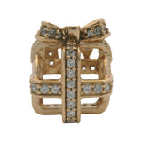Pandora Retired 14kt Yellow Gold "All Wrapped Up" Gift Box CZ Spacer Bead Charm