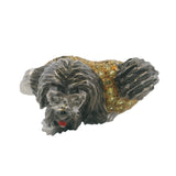 Vintage Solid 14kt White Gold Dog Lhasha Opso 3D Ring with Diamond Eyes and Yellow Sapphires Size 5