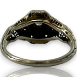 Antique Art Deco 1920-30s Solid 18kt White Gold Filigree and Transitional Cut Diamond Ring Size 7