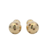 Vintage Mid-Century Solid 14kt Yellow Gold Star Set Lab Ruby Ball Back Cufflinks