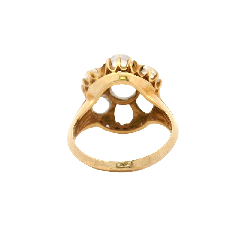 Vintage 14kt Yellow Gold Large Ceylon Moonstone Cluster Statement Ring Size 6.75