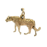 Vintage Solid 14kt Yellow Gold Animal Cheetah 3D Charm Pendant