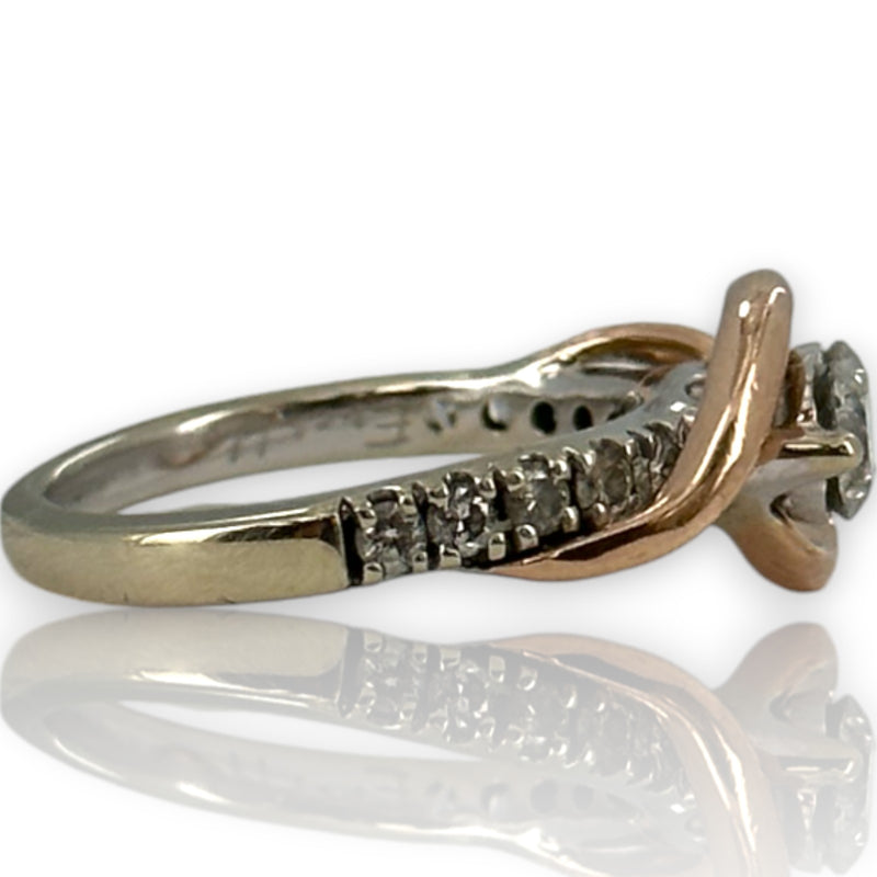 Kay Ever Us Collection 14kt White and Rose Gold Two-Stone 0.96ctw Diamond Wedding Ring Size 5.5