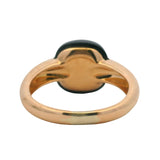 Vintage Italian Solid 18kt Rose Gold and Cabochon Onyx Solitaire Cocktail Ring Size 9